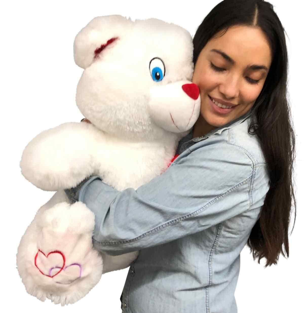 Big Plush Big Plush® 2 Foot Teddy Bear 24 Inches Soft White Plushie with Red Nose and Heart on Chest