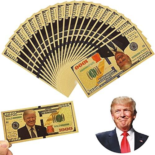 LONG7INES LONG7INES 1000 Dollar Donald Trump Bill Banknote, One Thousand 24k Gold Coated Donald Trump Legacy Limited Edition Million Dollar Bill Great Gift for Currency Collectors and Republican (30 Pieces)