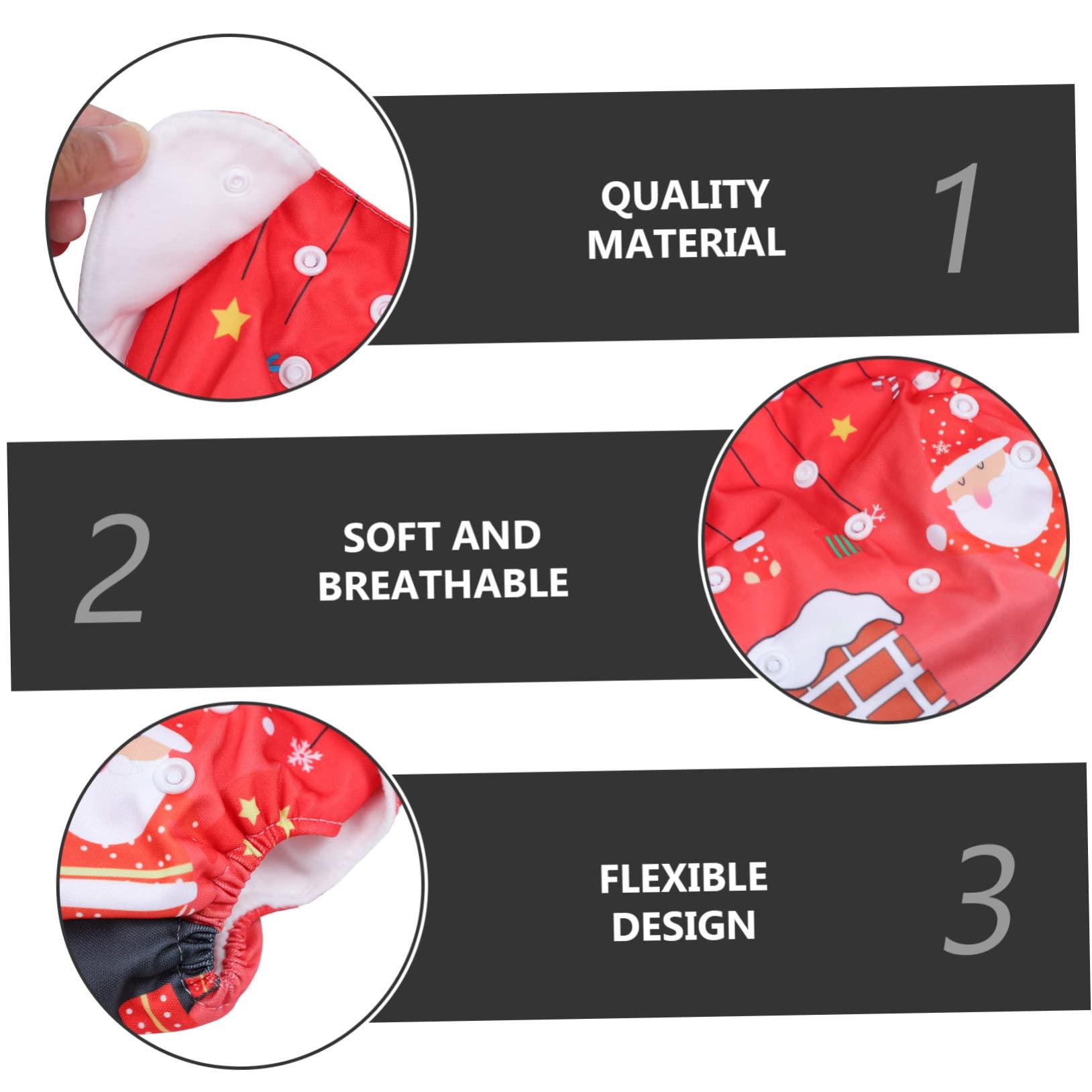 Hemoton HEMOTON Christmas Diaper Pants Set 2pcs Waterproof Baby Nappy Pants Easy Press Button for Baby's Night Comfort