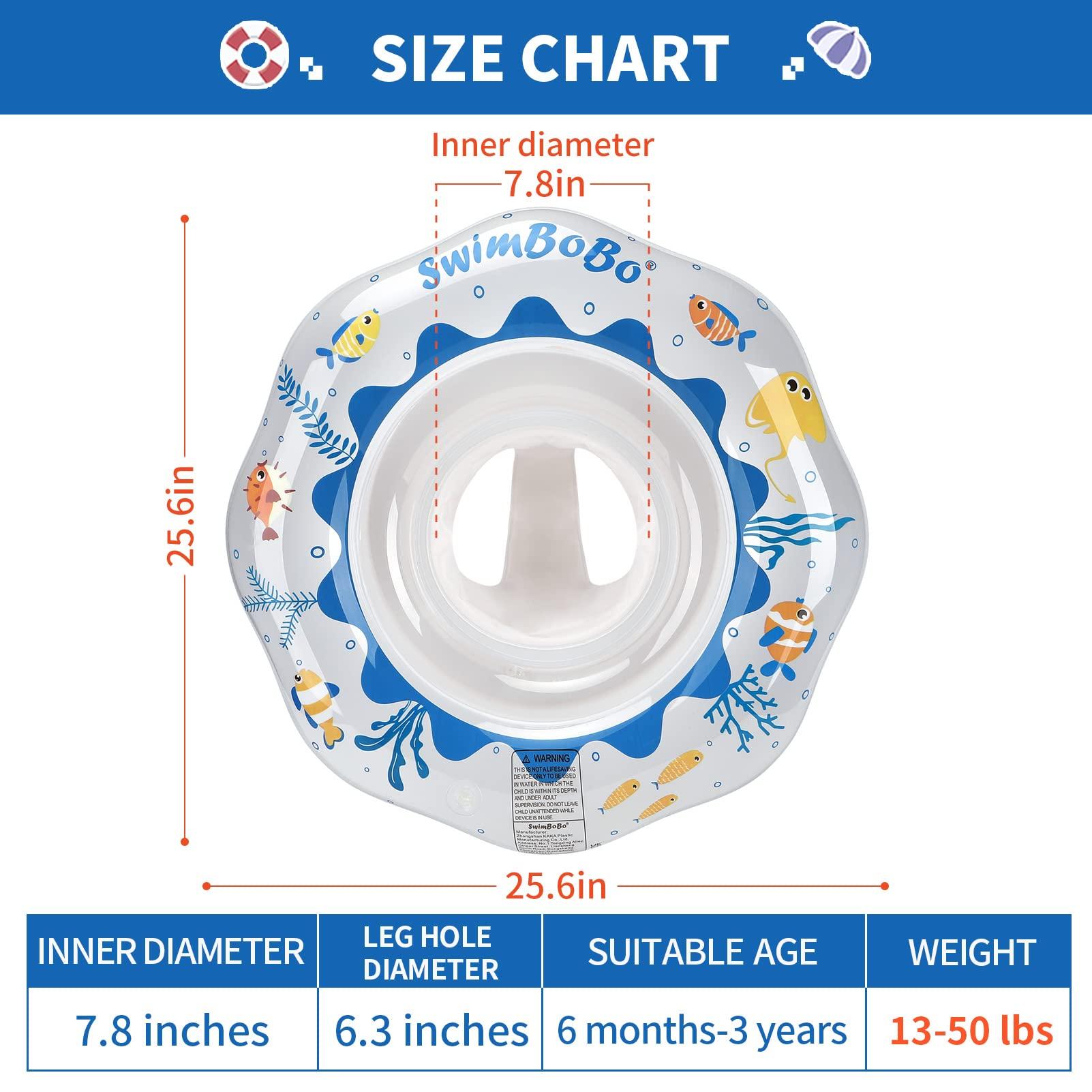 Swimbobo Swimbobo Inflatable Baby Swimming Float with Safe Seat for Age 6-36 Months Toddler (White Ocean)