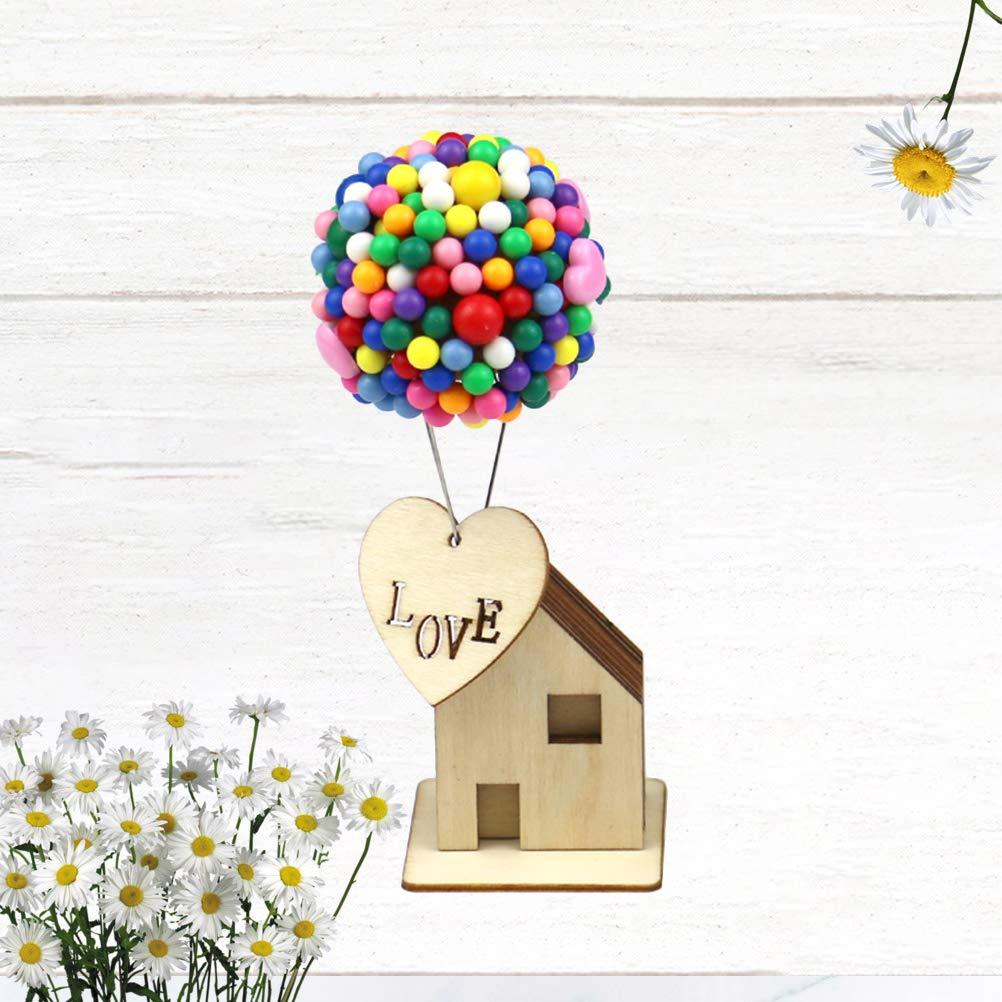 Amosfun Wood Balloons House DIY House DIY Wood House Balloons Model Miniature House Model Mini House