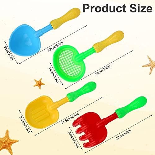 LUTER LUTER 4pcs Beach Shovels, Plastic Spade Shovel with Handle Kids Sand Shovel Set Toy Snow Shovel Toy Shovel Gardening Tool Kit for Kids Sand Snow (4 Designs)