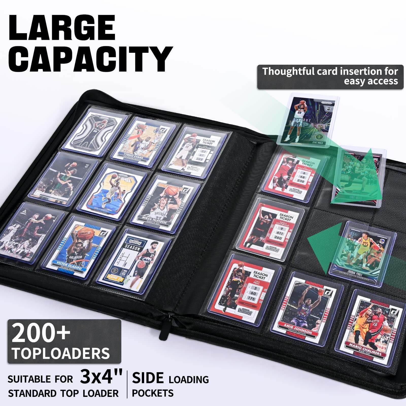 ZLCA ZLCA Toploader Card Binder, 9-Pocket Trading Card Album Holder fits for 3 x 4\'\' Top Loader, Double-sided Card Display Storage Carrying Case, Plastic Pages for Holding PTCG MTG Sports Cards (Black)