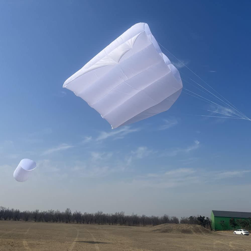 Yingfeida HFLY Kite 36 SQ.M. White Pilot Kite for Adults Large Soft Inflatable Nylon Tractor Show Flowform Kites