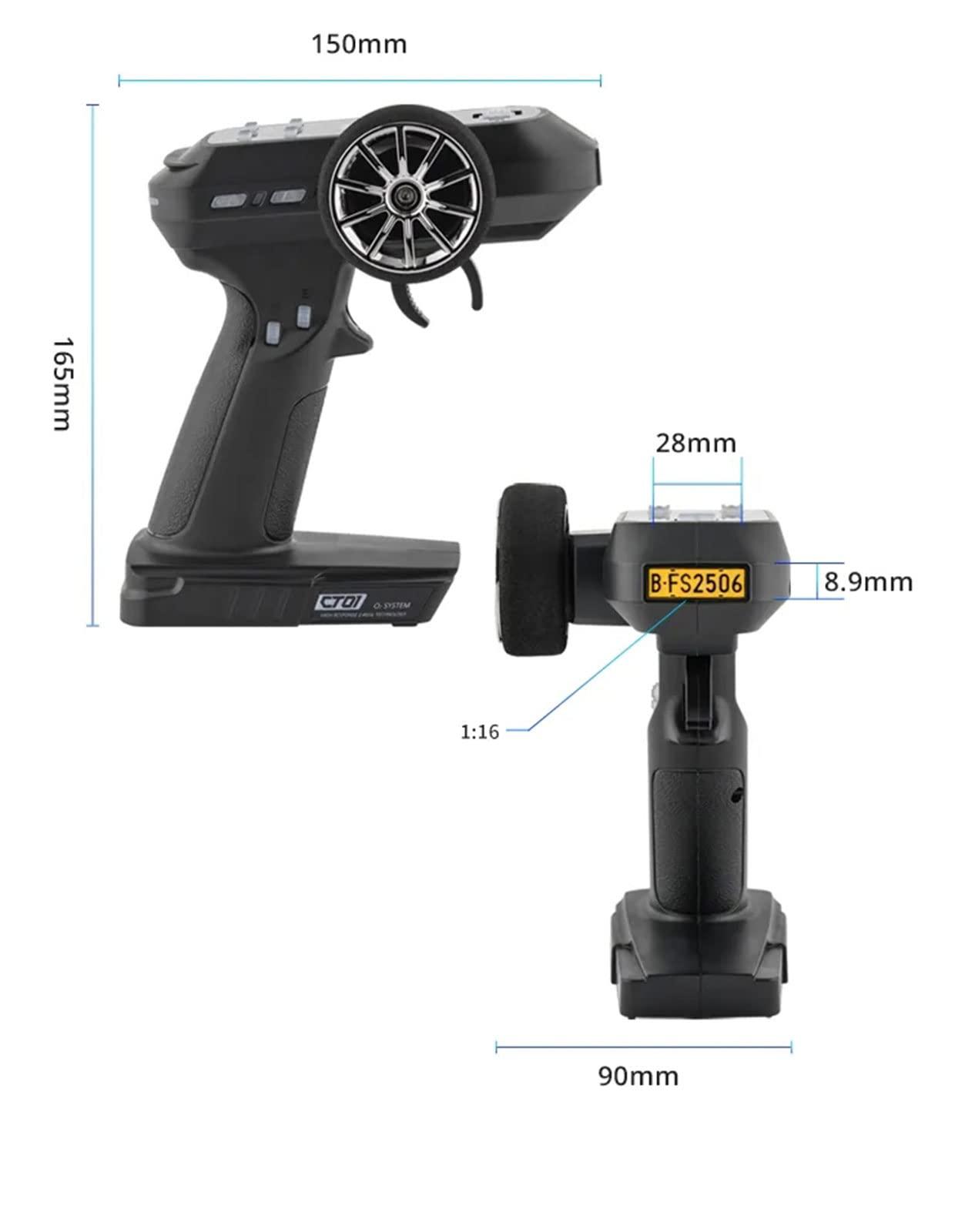 ZKSJ ZKSJ LDARC 8-Channel CT01 Remote Control Radio Transmitter and Receiver 2.4Ghz 400-Meter Signal Range Equipped with LCD Display Suitable for RC Cars/Truck/Crawler/Boats/Airplanes(Grey)