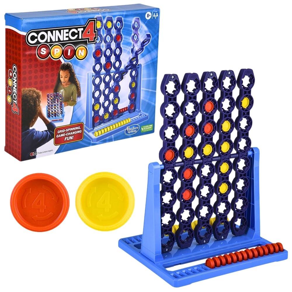Hasbro Gaming Hasbro Gaming Connect 4 Spin Game, Features Spinning Connect 4 Grid, 2 Player Board Games for Family and Kids, Strategy Board Games, Ages 8 and Up