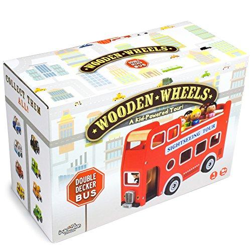 Imagination Generation Imagination Generation Wooden Wheels Natural Beechwood Chunky Cars and Vehicles for Children +12 Months | Double Decker Bus