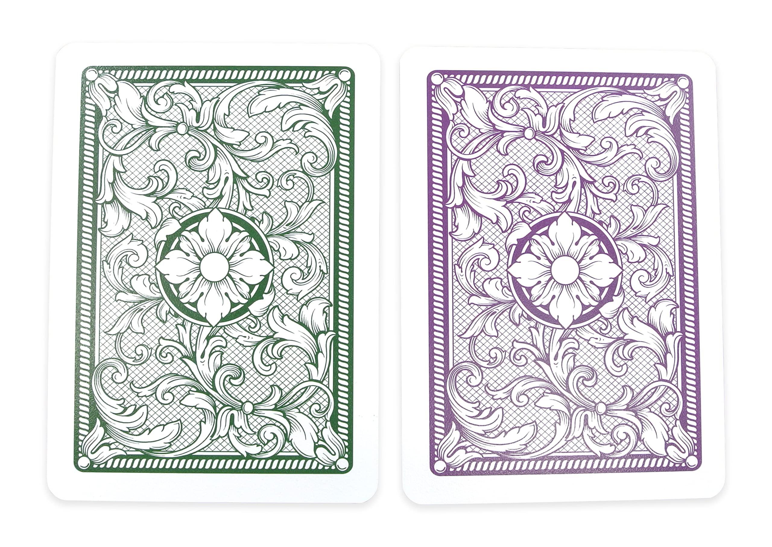 Copag Copag Legacy Design 100% Plastic Playing Cards, Poker Size (Standard) Jumbo Index Green/Purple Double Deck Set