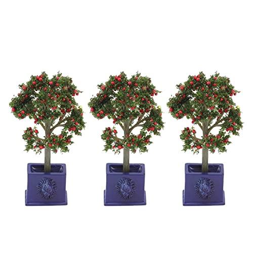 VGEBY VGEBY Dollhouse Fruit Trees 3PCS Miniature Dollhouse Plants Artificial Fruit Tree Model for 1:12 Scale Dollhouse Decoration