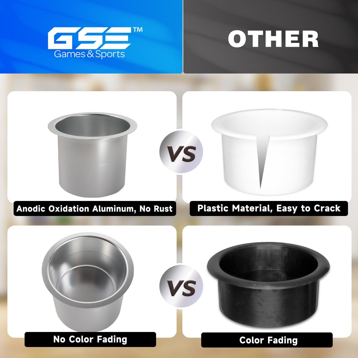GSE Games & Sports Expert GSE Games & Sports Expert Jumbo Aluminum Cup Holder, Drop-in Cup Holder for Casino Poker Tables, Work Desks, Boats, RVs, Cars & Trucks (Silver,120-Pack)