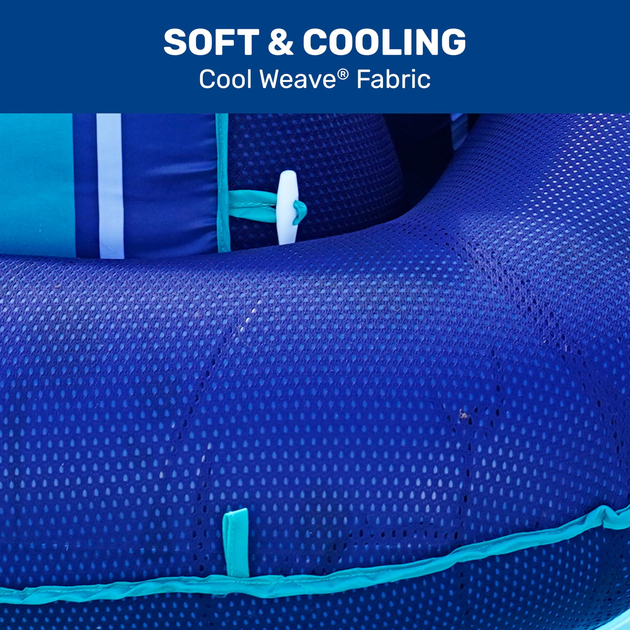 Aqua LEISURE Aqua Premium Convertible Pool Float Lounge Extra Large Heavy Duty, Inflatable Pool Floats for Adults with Cupholder Navy/Green/White Stripe