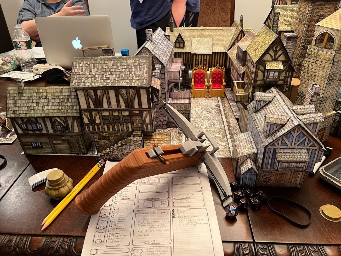 MunnyGrubbers MunnyGrubbers - Crossbow Dice Roller - (Blue) - (Random 7PCS D20 Dice Set Included) - Tabletop RPG - Dice Holder - Dice Popper - Dice Tower - Dungeons and Dragons - DND - D&D - (Blue)