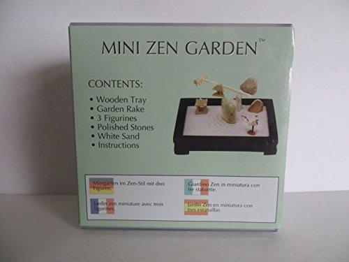 Star Magic Star Magic Mini Zen Garden Wooden Zen Tray, White Sand River Rocks and Three Ceramic Figurines.