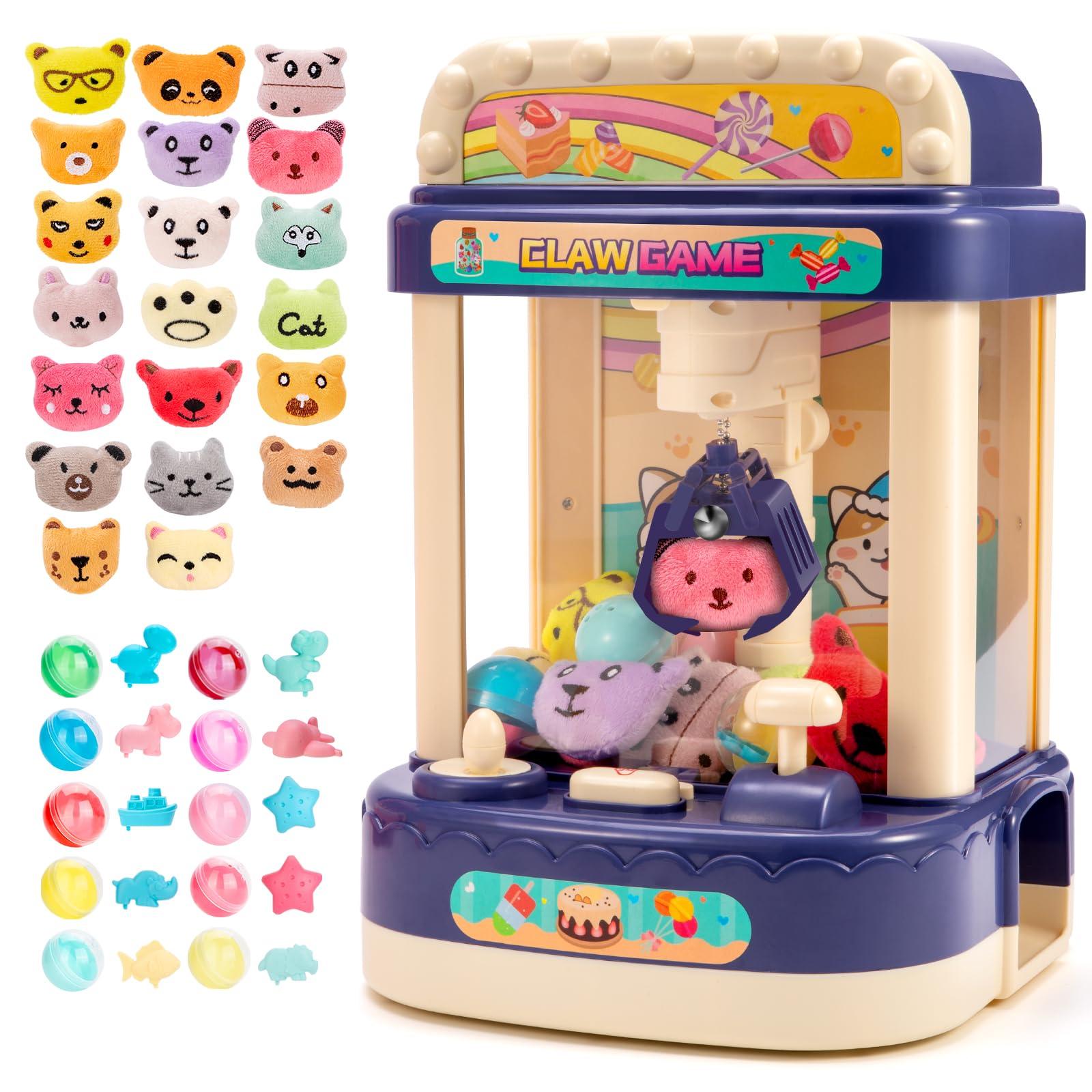 LOYO LOYO Claw Machine for Kids, Mini Vending Machine with 30Pcs Toys, Candy Dispenser Arcade Game for Kids 6 7 8 9 10 Birthday Gifts (Blue)