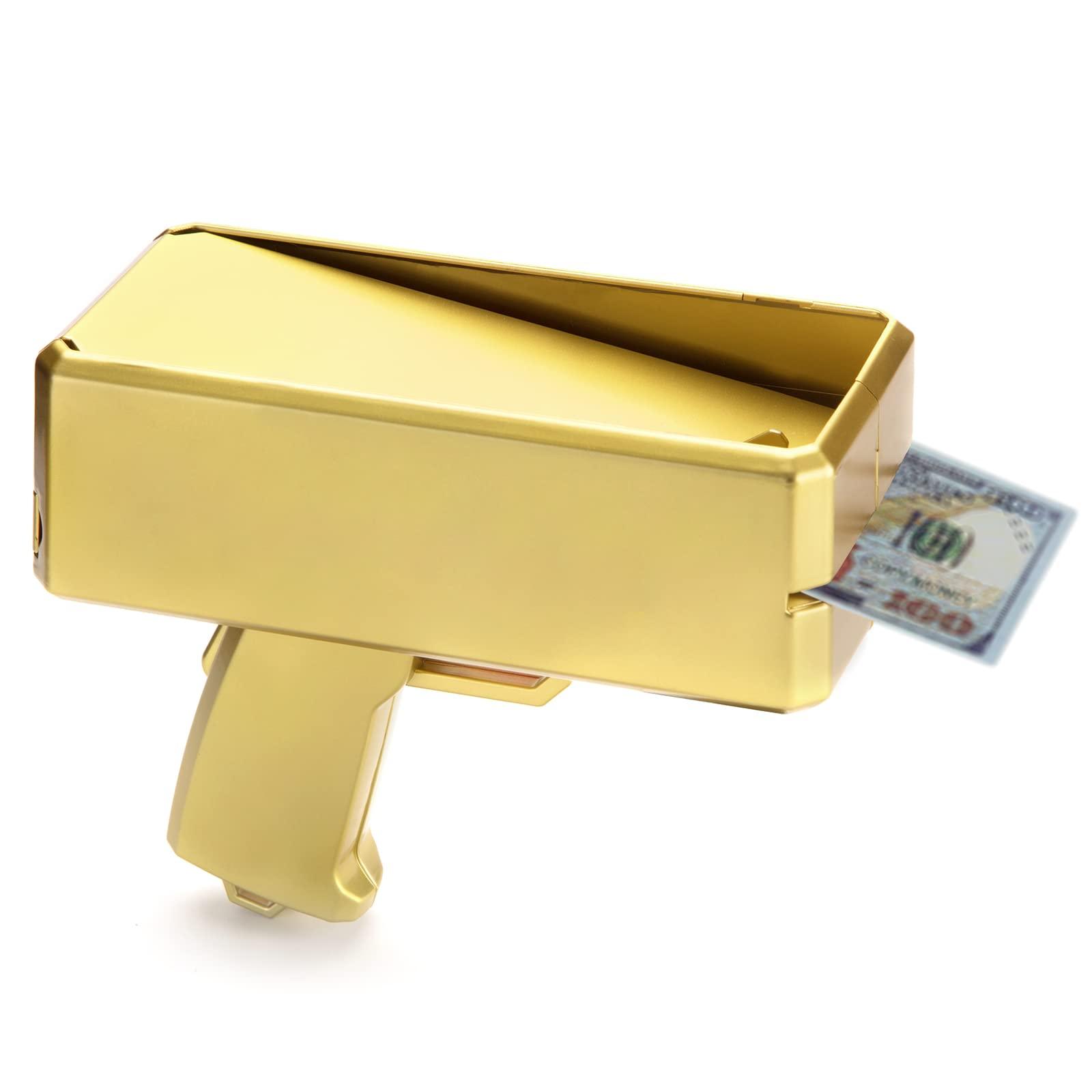 Alagoo Alagoo Super Money Guns Paper Playing Spary Gun Make it Rain Toy Gun, Handheld Cash Fake Bill Dispenser Shooter Toy(Metallic Gold)