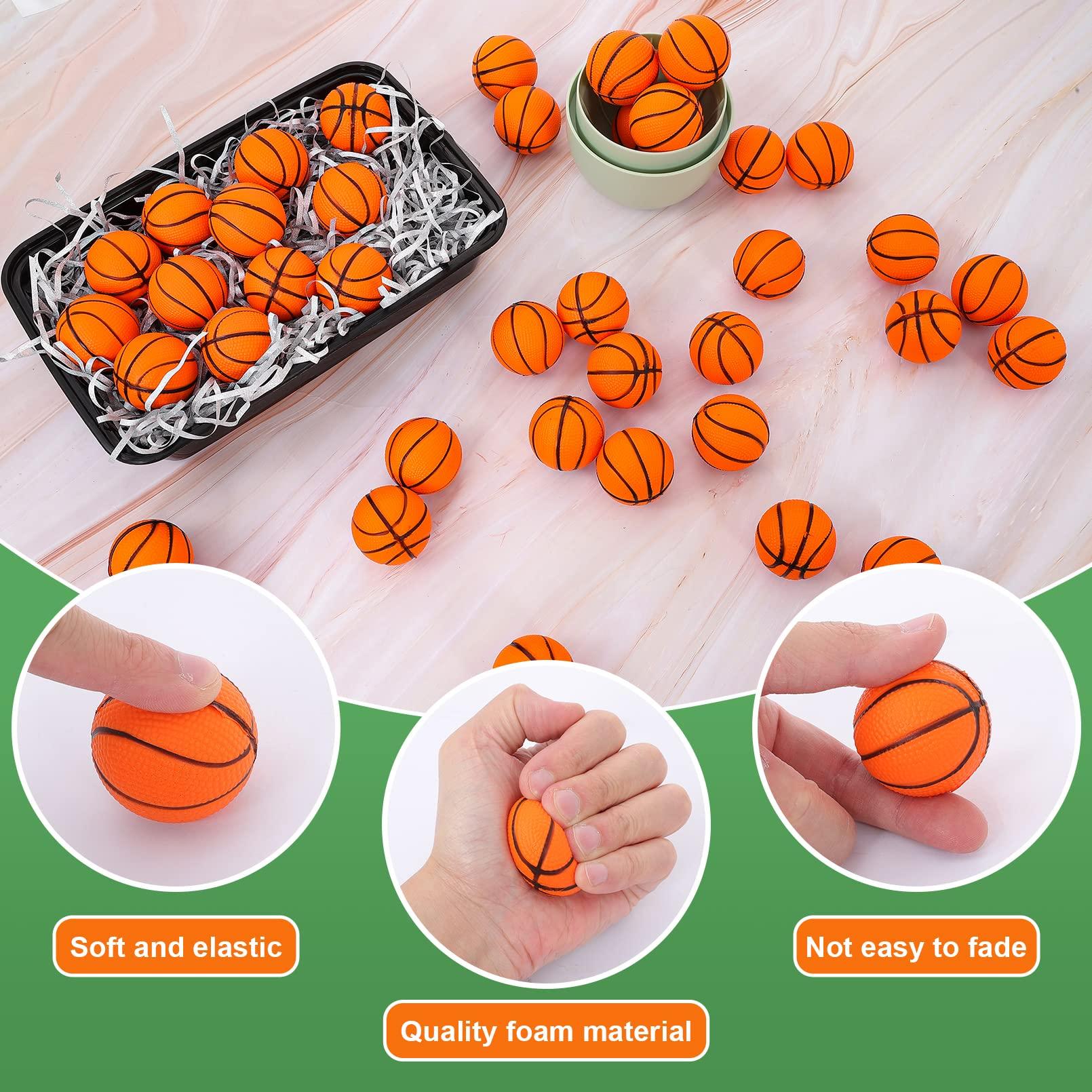 Nuchaely Mini Basketball Stress Balls,30 Pack Mini Foam Sports Balls,1.6 Inch Mini Basketballs for Kids,Stress Relief Squeeze Balls Bulk for School Carnival Reward Theme Party Favor Toys Game Decorations