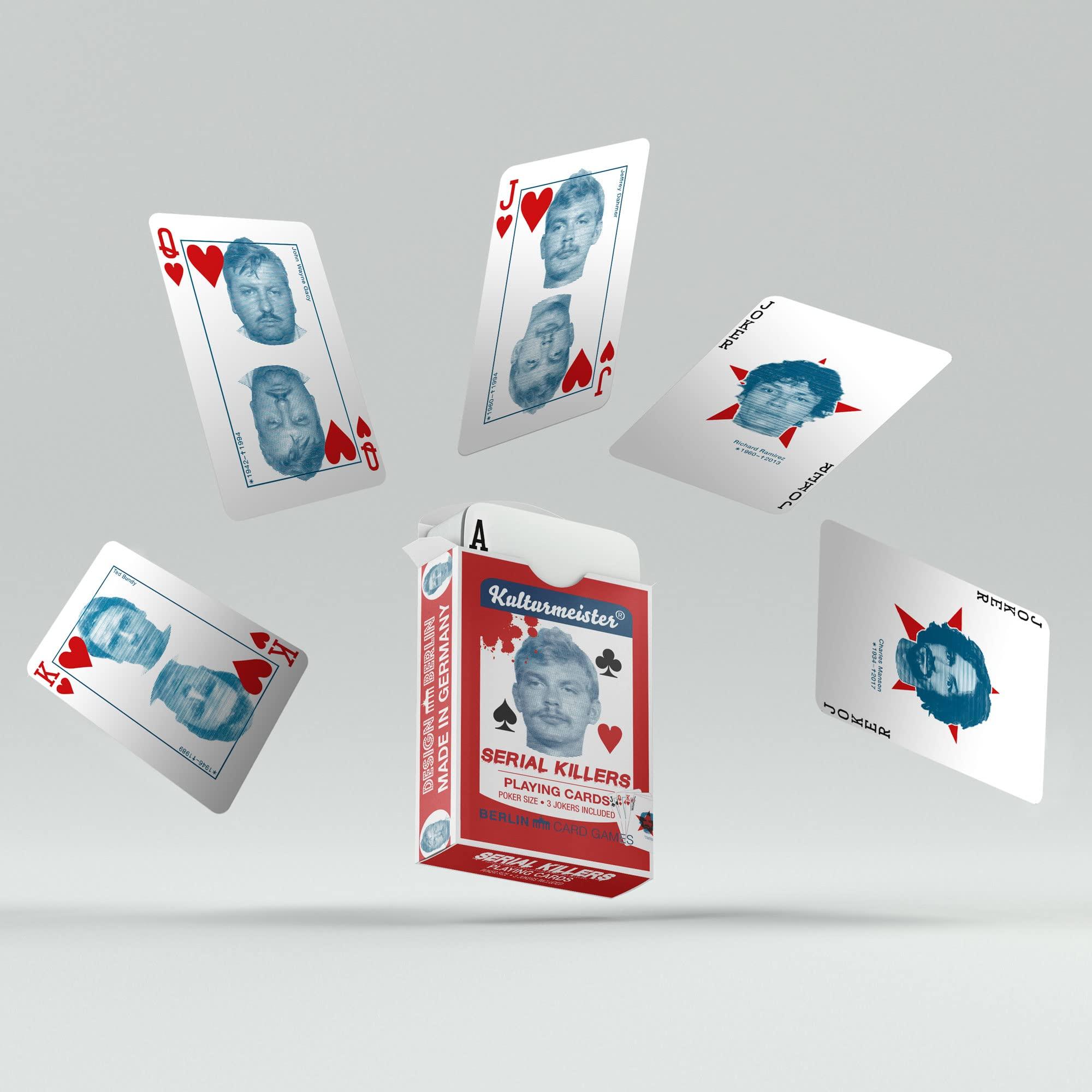 Kulturmeister Kulturmeister - Serial Killer Playing Cards - Poker Size Card Game, Psycho Killer Card Game, Professional Poker Playing Cards Set, Play Cards with Serial Killers Theme, Card Poker for Game Nights