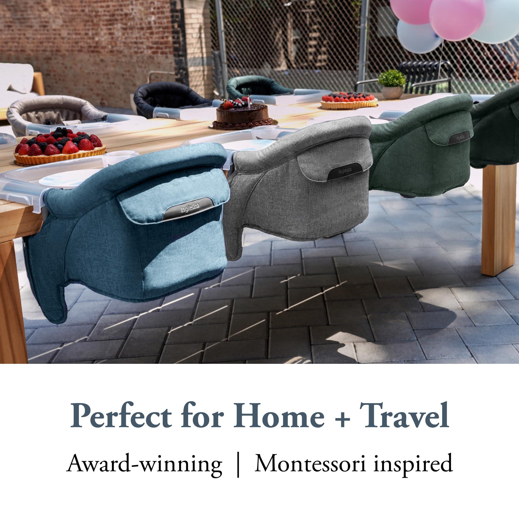 Inglesina Inglesina Fast Table Chair - Stone Gray Melange + Fast Dining Tray - Portable High Chair for Baby Toddlers Infant, 6-36 Months - Fits Tables 0.8'' to 3.5'' - Collapsible Design - Carry Bag Included