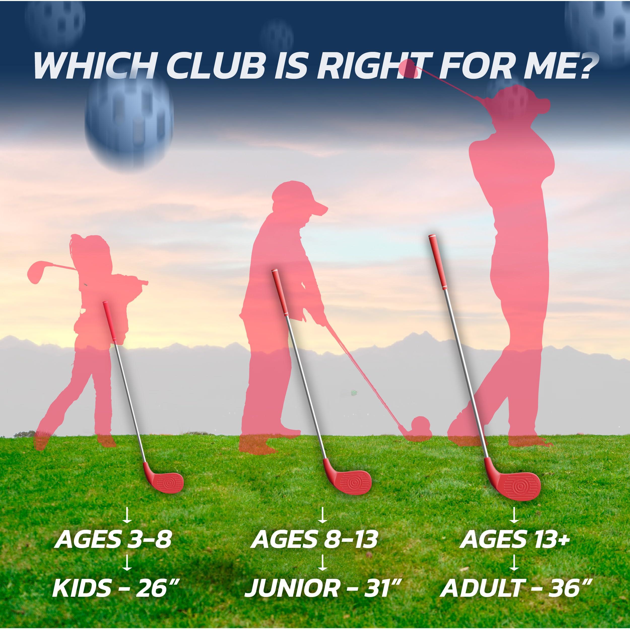 bucketgolf BucketGolf Club - Backyard Outdoor Golf Club with Oversize Club Head to Play BucketGolf, Hit Plastic Or Foam Golf Balls in Grass, Parks, Yards (Right Kids)