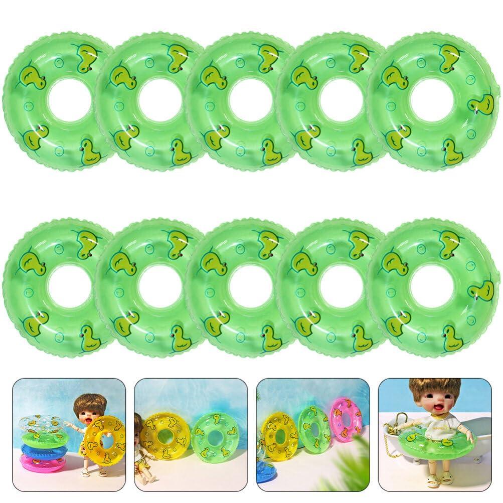 Amosfun Amosfun 10Pcs Duckling Swimming Ring House Decor car Accessories Mini Inflatable Swim Rings Mini Rubber Ducks Small Rubber Ducks Tiny Swim Ring Mini Swim Ring Ornaments Swim Ring Plaything