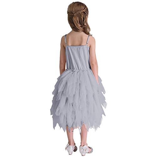 DYMCII DYMCII Baby Girls Feather Swan Princess Dance Dress Prima Ballerina Costume Pageant Party Prom Birthday Short Tiered Gown Gray 2-3T