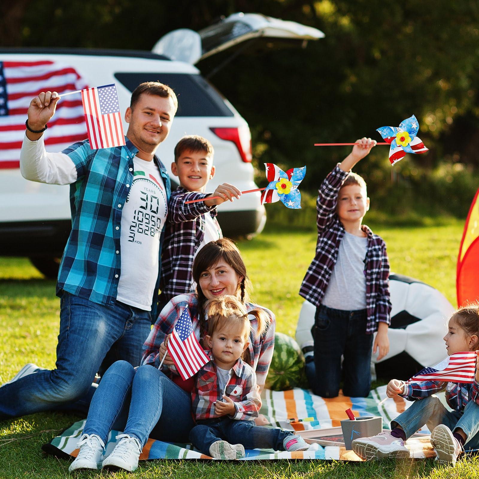 Simgoing 50 Pcs DIY Pinwheels Craft White Blank Paper Pinwheels Patriotic Craft Bulk Spring Summer Craft Kit for Kids Fun Carnival Arts and Craft Activity Daycare Project Party Favor