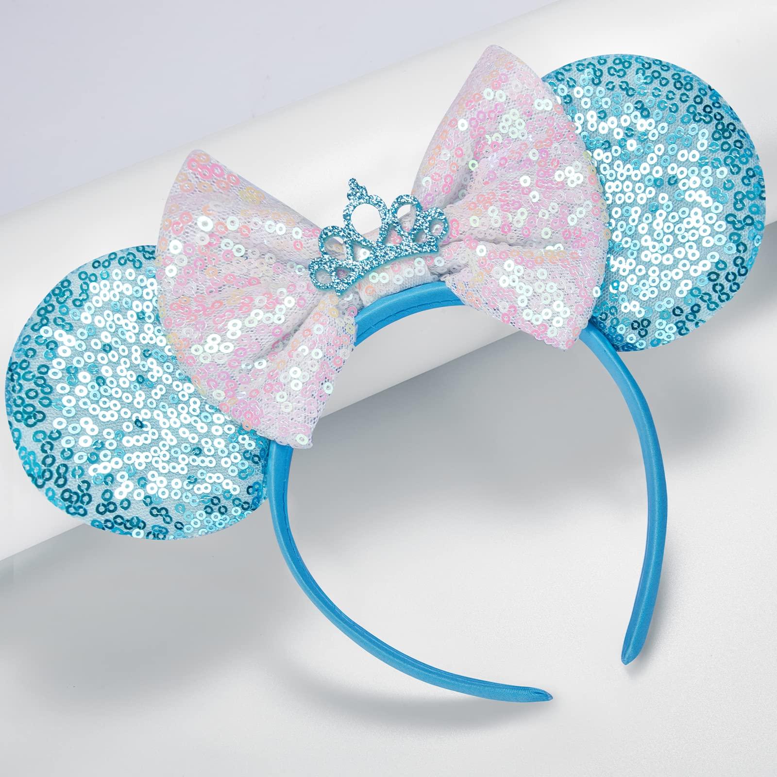 FANYITY FANYITY Mouse Costume Ears,2 Pcs Mouse Ears Headbands for Girls & Women Party,Size Free (Blue Crown 2)