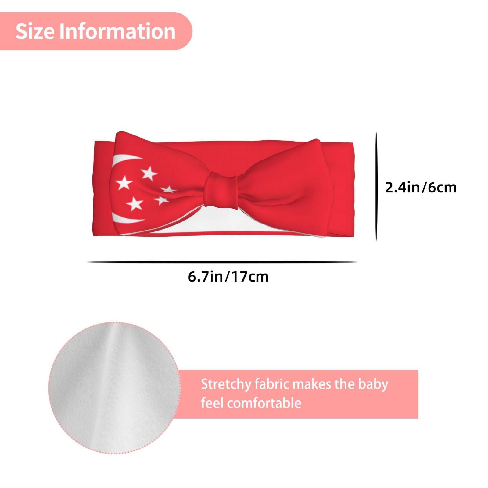 WZYCWB WZYCWB Singapore Flag Bow Hair Accessories, Children's Elastic Bow Headband 0-6 Months, Newborn, Baby, Toddler Hair Accessories