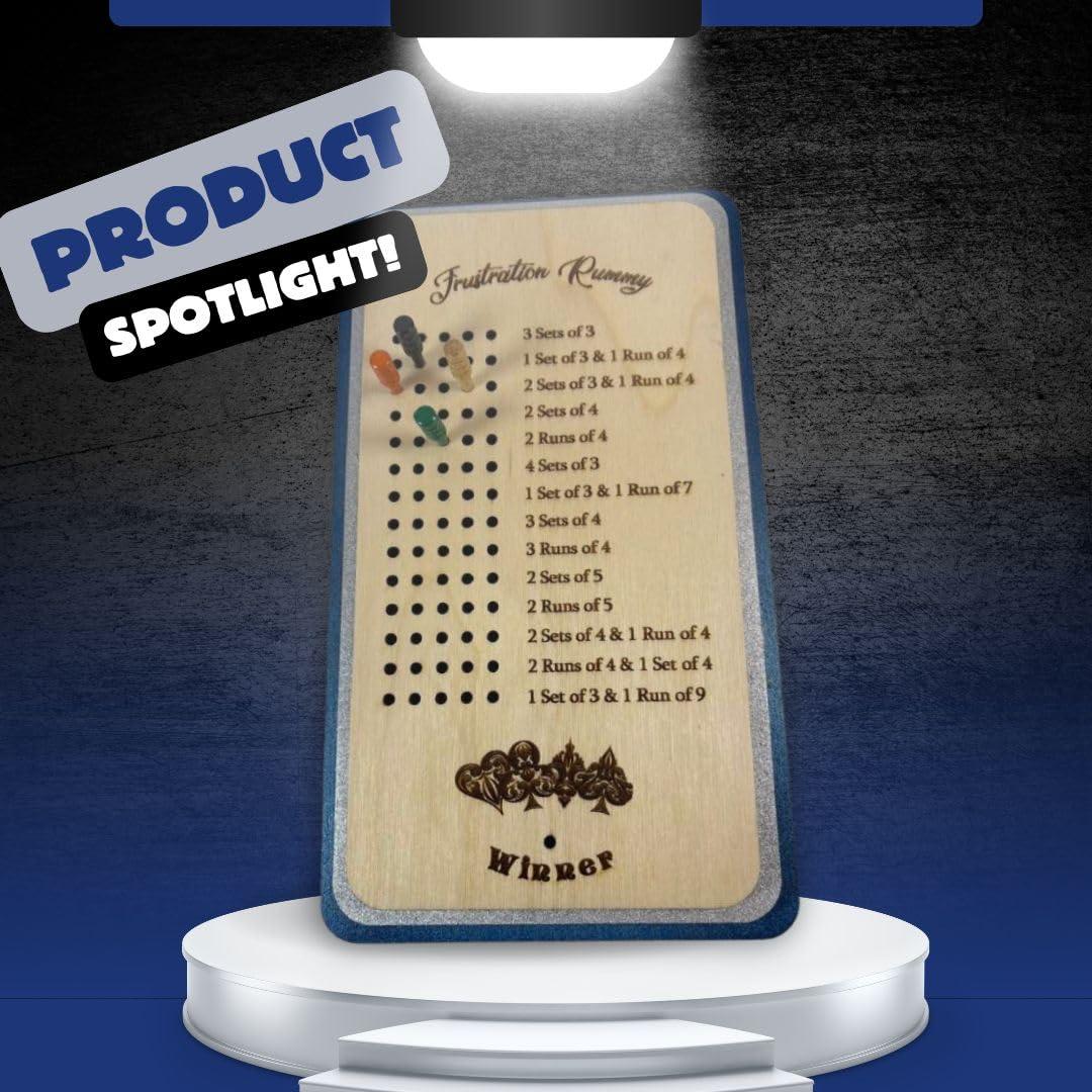 Generic Frustration Rummy Scorecard Board Game - Family Game Night Set for 5 Players
