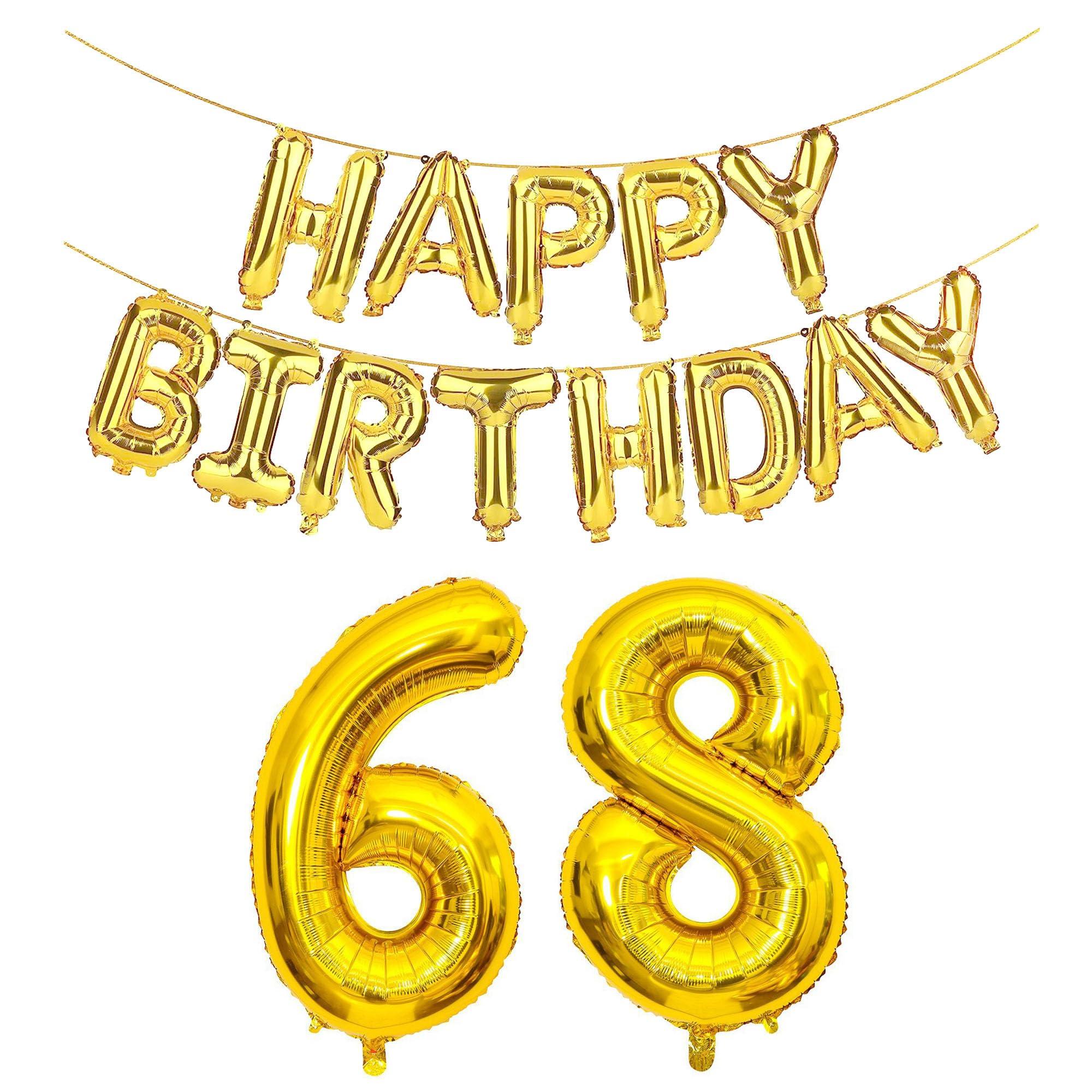 SHUNTAI SHUNTAI 68th Birthday Decorations for Men Women 68 Number Balloons Gold Jumbo Numbers 86 Foil Mylar Balloons with Happy Birthday Balloon Letters Banner 86th or 68 Years Old Theme Party Events Supplies