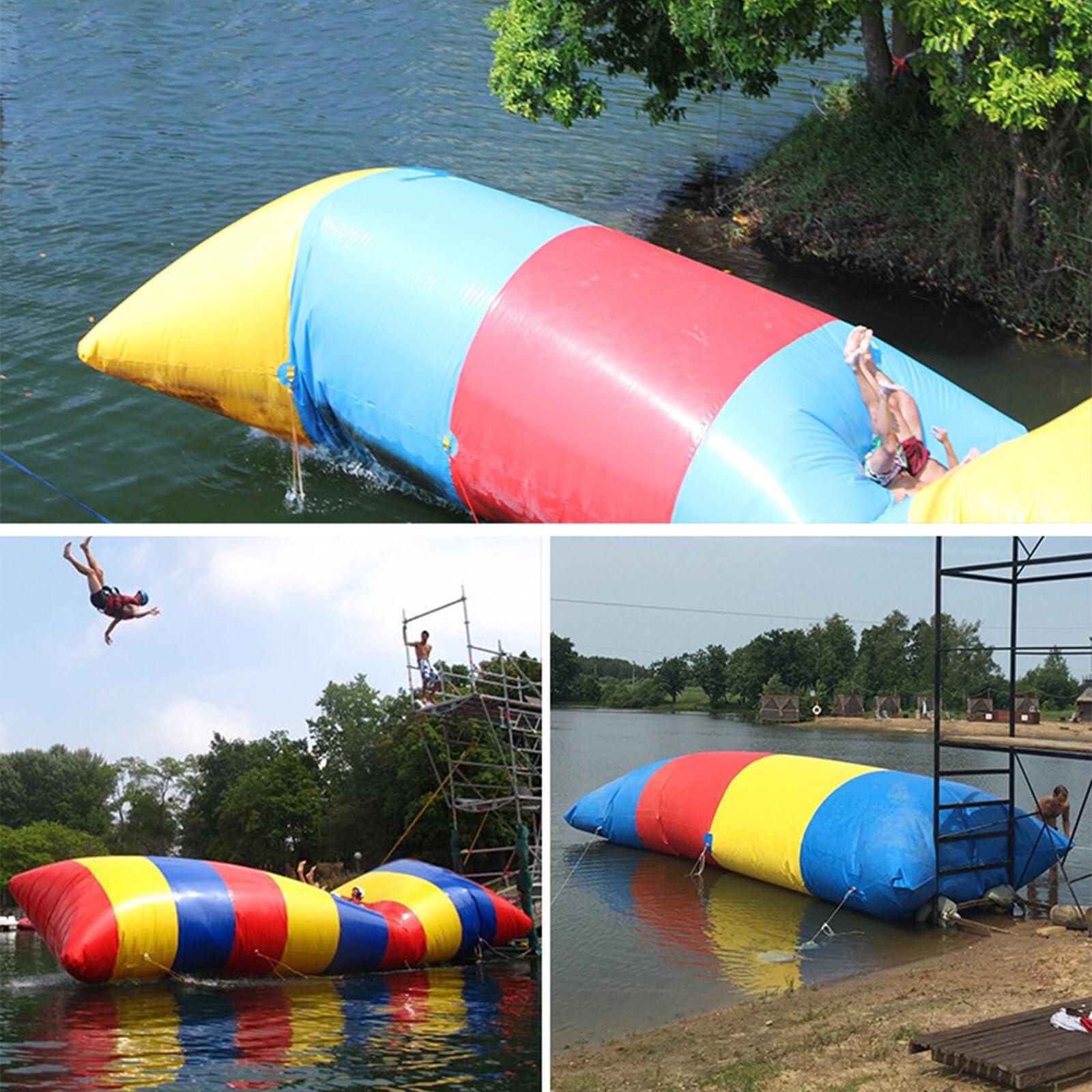 ZALIX Inflatable Water Catapult - Water Inflatable Catapult Bag Jumping Pillow with Air Pump,Water Catapult Bag, Inflatable Water Drop Jumping Bag,Suitable for Adults and Children