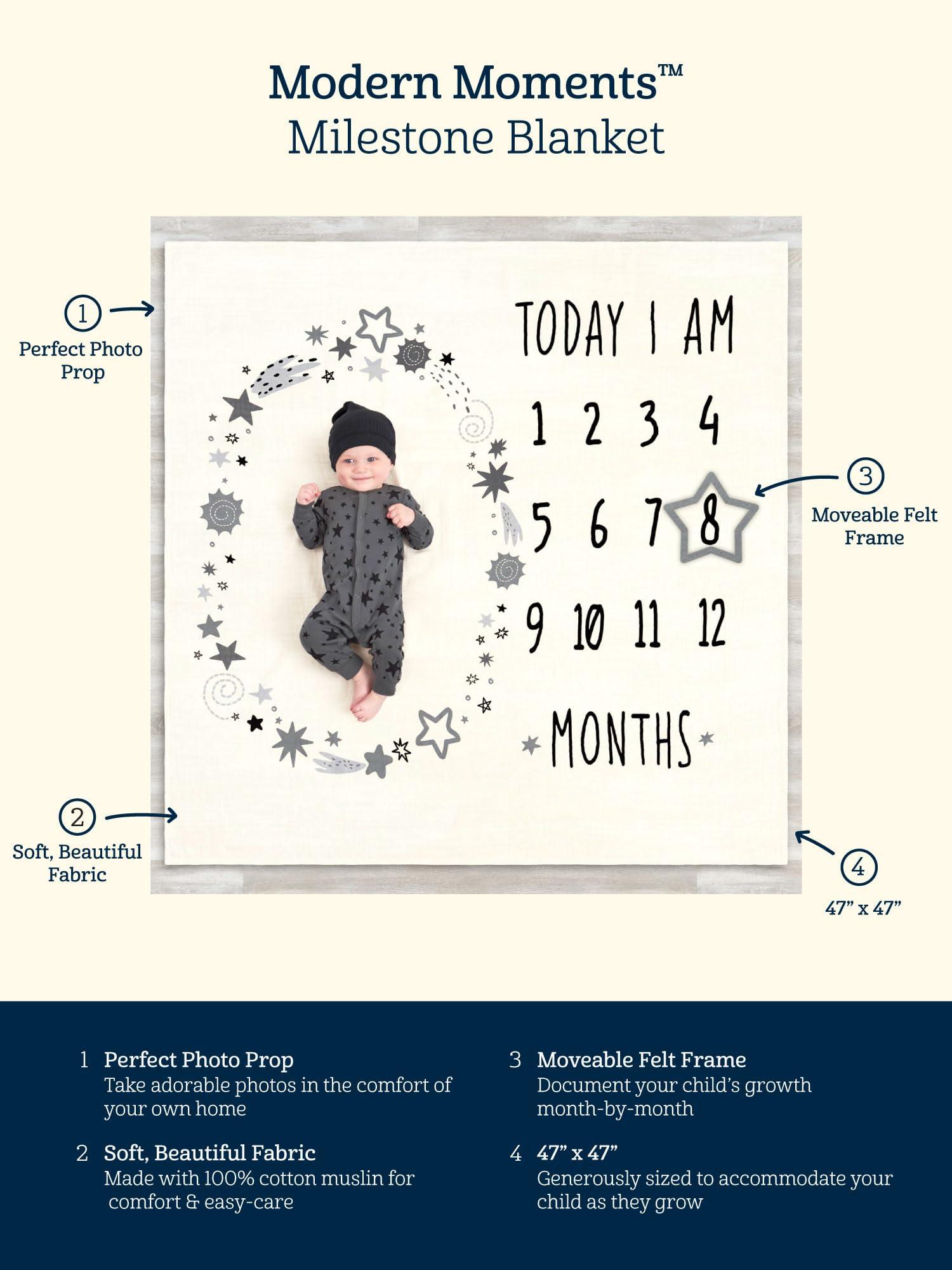 Modern Moments by Gerber Modern Moments by Gerber Muslin Milestone Blanket with Felt Month Marker Frame
