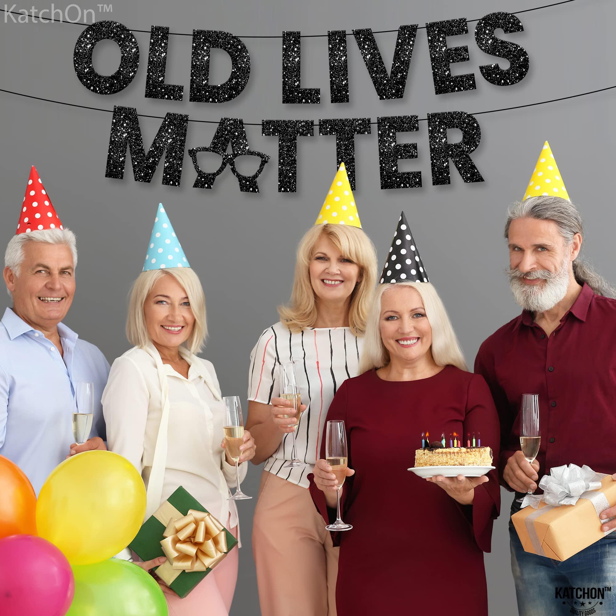 KatchOn KatchOn, Black Old Lives Matter Banner - Glitter, 10 Feet | Old Lives Matter Black for Retirement Party Decorations Men | Old Lives Still Matter Black, Over The Hill Old Man Birthday Decorations