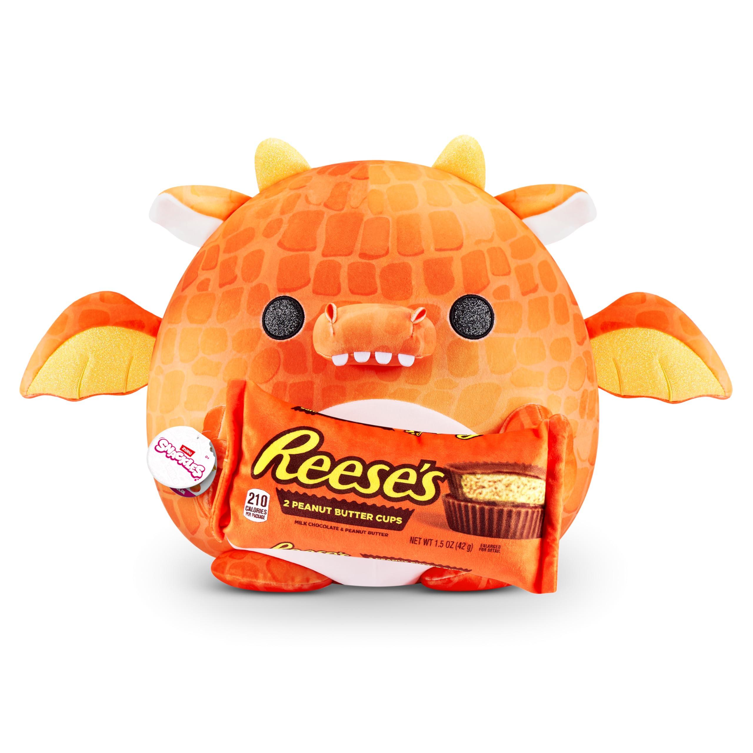 Snackles Snackles (Reese\'s Pieces) Dragon Super Sized 14 inch Plush by ZURU, Ultra Soft Plush, Collectible Plush with Real Licensed Brands, Stuffed Animal