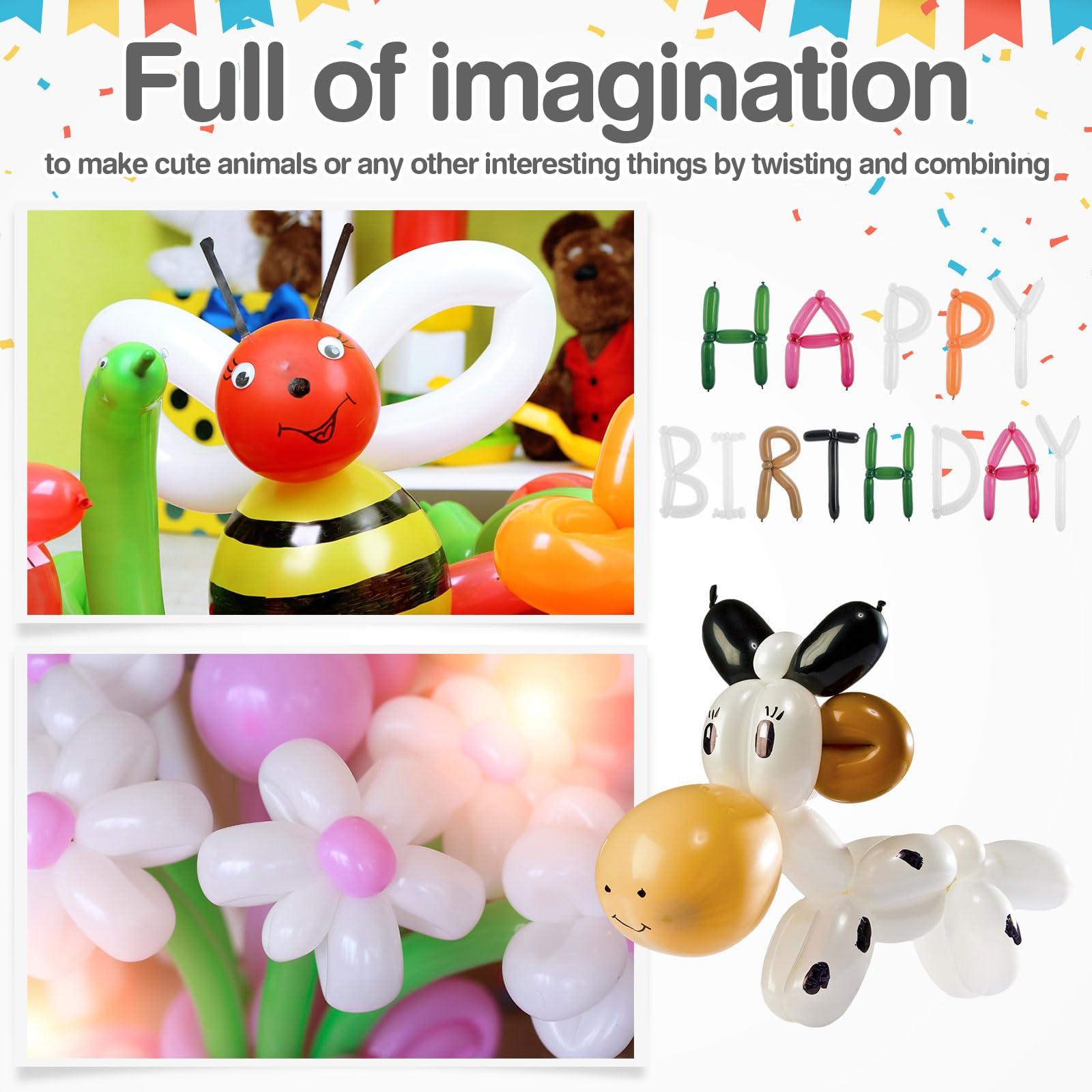 Lenwen Lenwen 1000 Pcs Long Balloons Bulk 260 Latex Twisting Balloons Decoration for Birthday, Wedding, Festival, Clowns, Party Supplies(White)