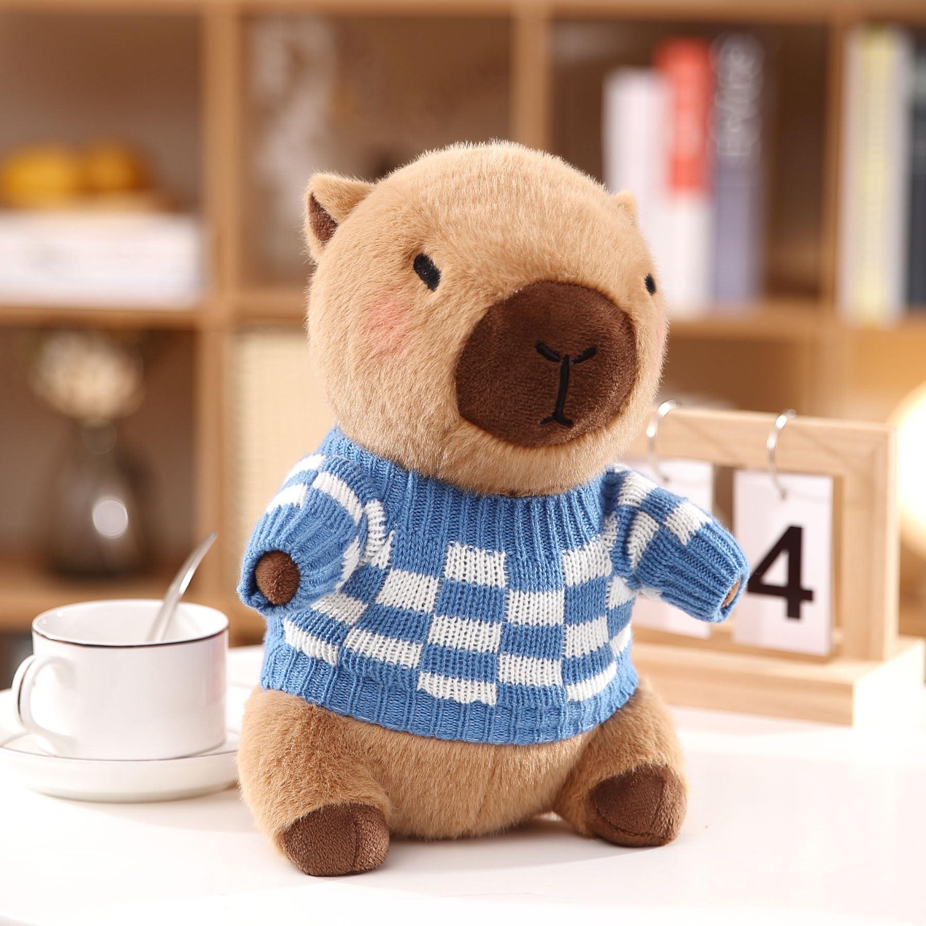 HACHIMI HACHIMI Capybara Plush with 9 pcs Clothes & Accessories, Dress Up Capybara Stuffed Animal Plush Toys, 10.2 in Cute Plushies for Girl/Boy Birthday (Yellow)