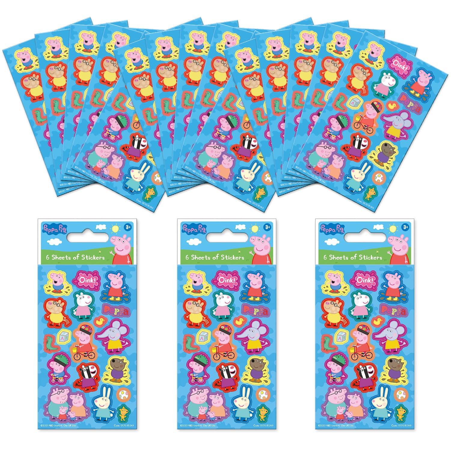 Paper Projects Peppa Pig Blue Party Bag Sticker Bundle (18 Sheets) | Perfect for Childrens Parties and Stocking Fillers | Can be Used for Decoration and Scrapbooking,12.5cm x 7.5cm
