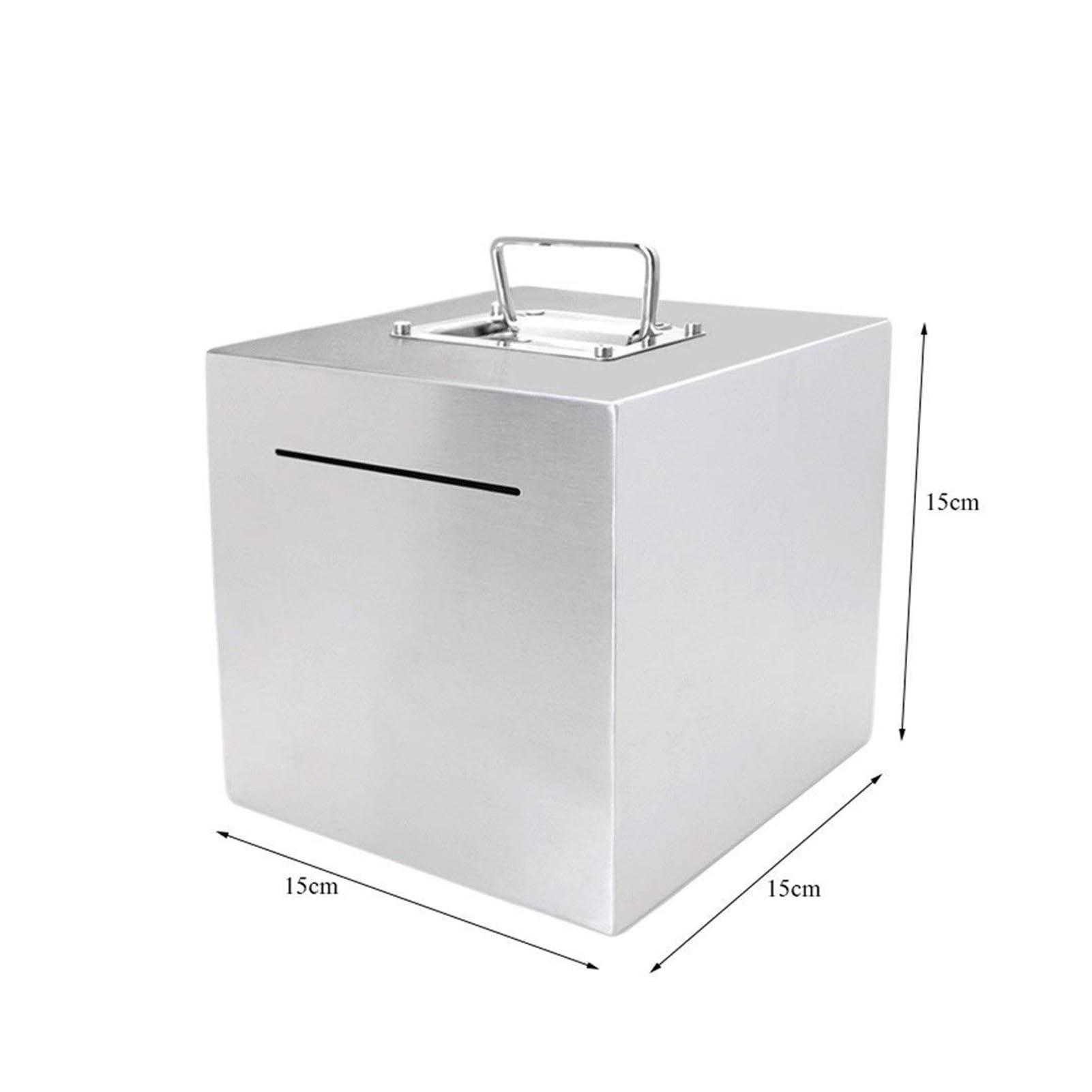 SEDFDD Deposit Stainless Steel Piggy Bank Adult Large Capacity Anti-Fall Paper Money Box Children\'s Gift Kids\' Money Banks Piggy Bank(20 * 20 * 20CM)