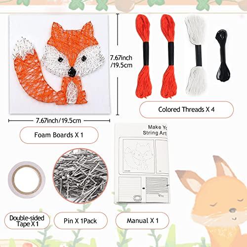 Boqin Boqin DIY String Art Kit - Cute Fox Craft Kit with String Art Patterns, Pushpins, Crafting Supplies, String Art Kit for Kids Gift for 9-12 Girls Unique Gift for Home Wall Decorations