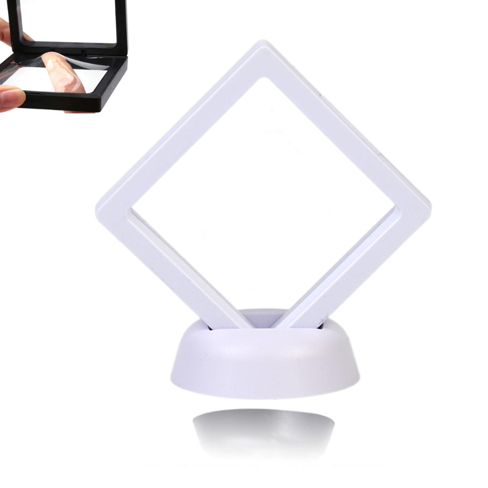 Generic Freeze Display ,12 Pack Freeze Display Case, 3D Floating Frame with Stand, Challenge Coin Display Holder, Freeze Display for Models, Cars, Coins, Medals, Souvenirs, Toys (White, 14*14cm)