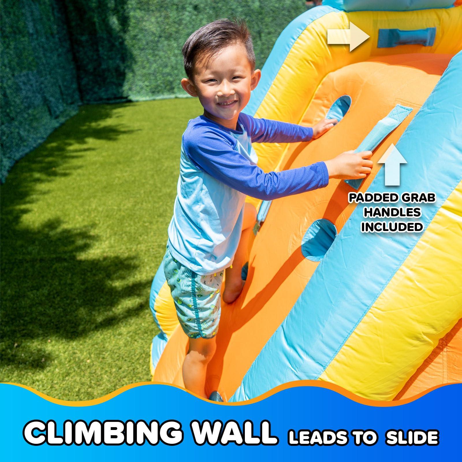 Sportspower Sportspower My First Inflatable Water Slide - Heavy-Duty Outdoor Slide with Water Cannon and Splash Pool with Blower, 186\" L x 80.4\" W x 84\" H