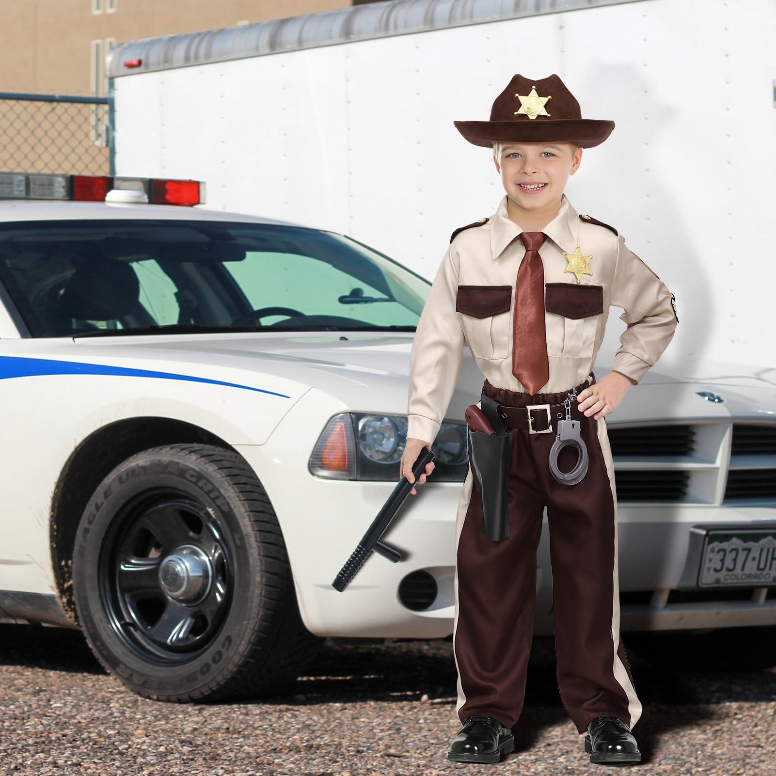 Latocos Latocos Kids Police Officer Costume Western Sheriff Cowboy Uniform Role Play with Accessories Halloween Costumes Boys Girls