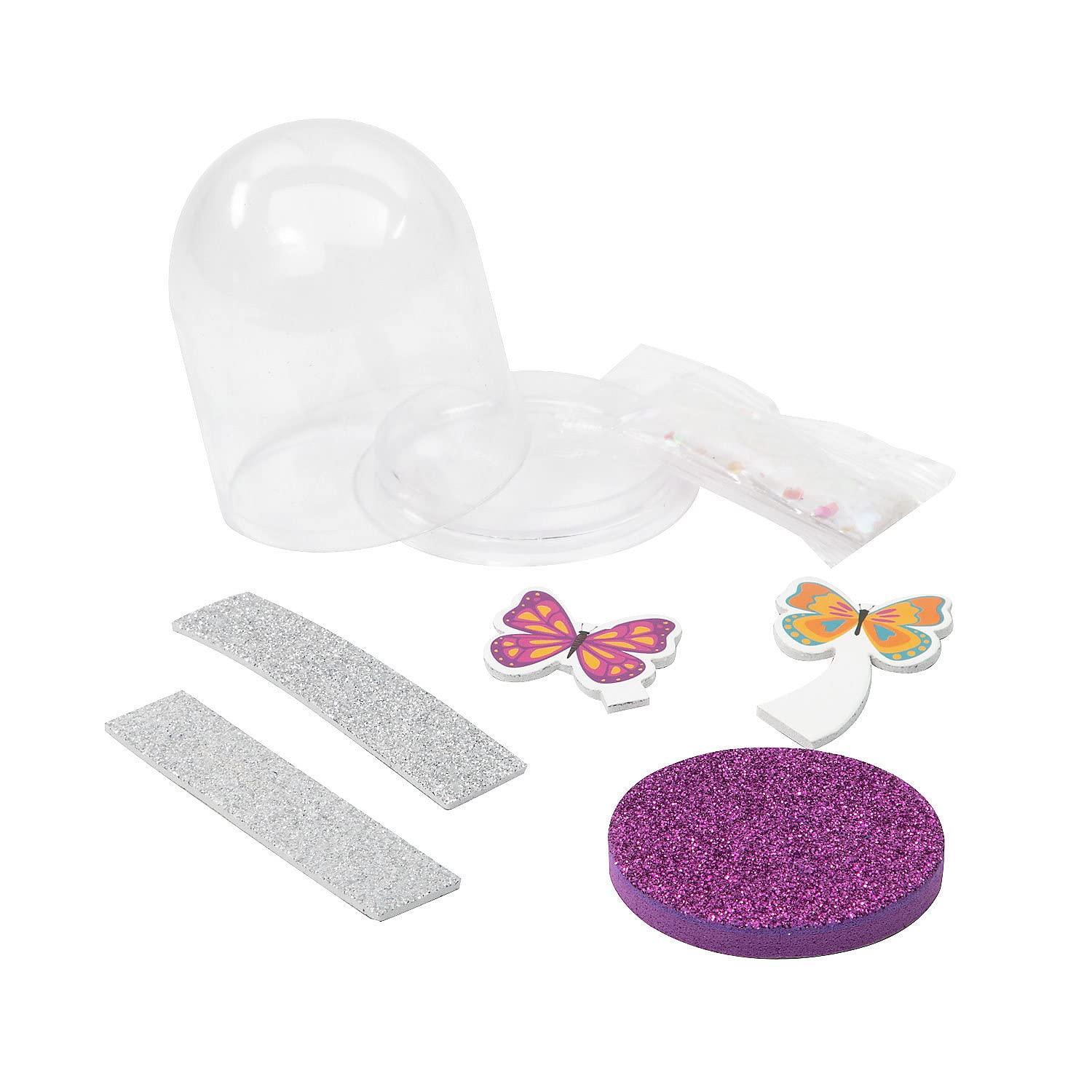 Fun Express Butterfly Glitter Snow Globe Craft Kit, Makes 12