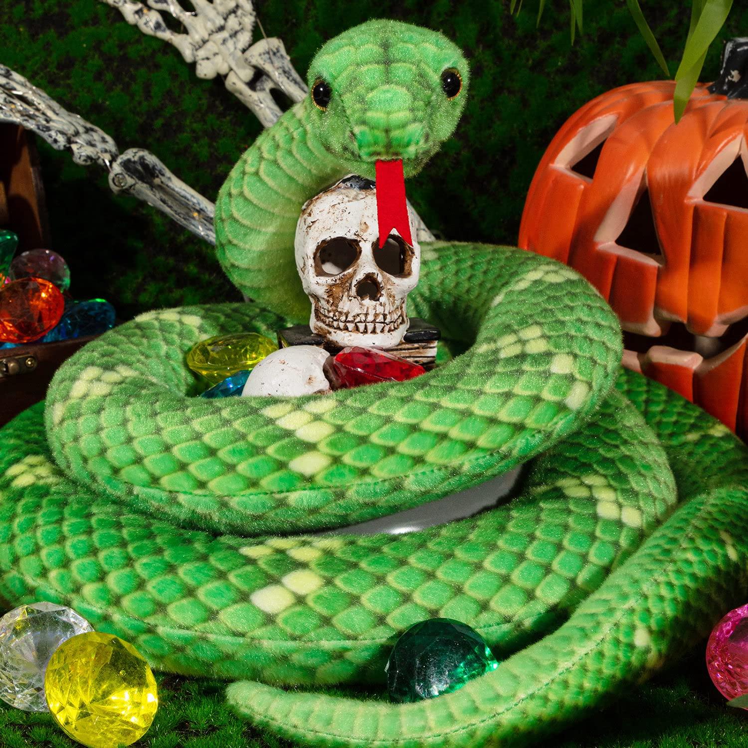 MGZTTHW MGZTTHW Snake Plush, 71 in Stuffed Snake Animal, Large Toy Snakes for Kids, Giant Stuffed Animals Snake, Lifelike Plush Snake for Birthday Present Party Prank Prop (Green)