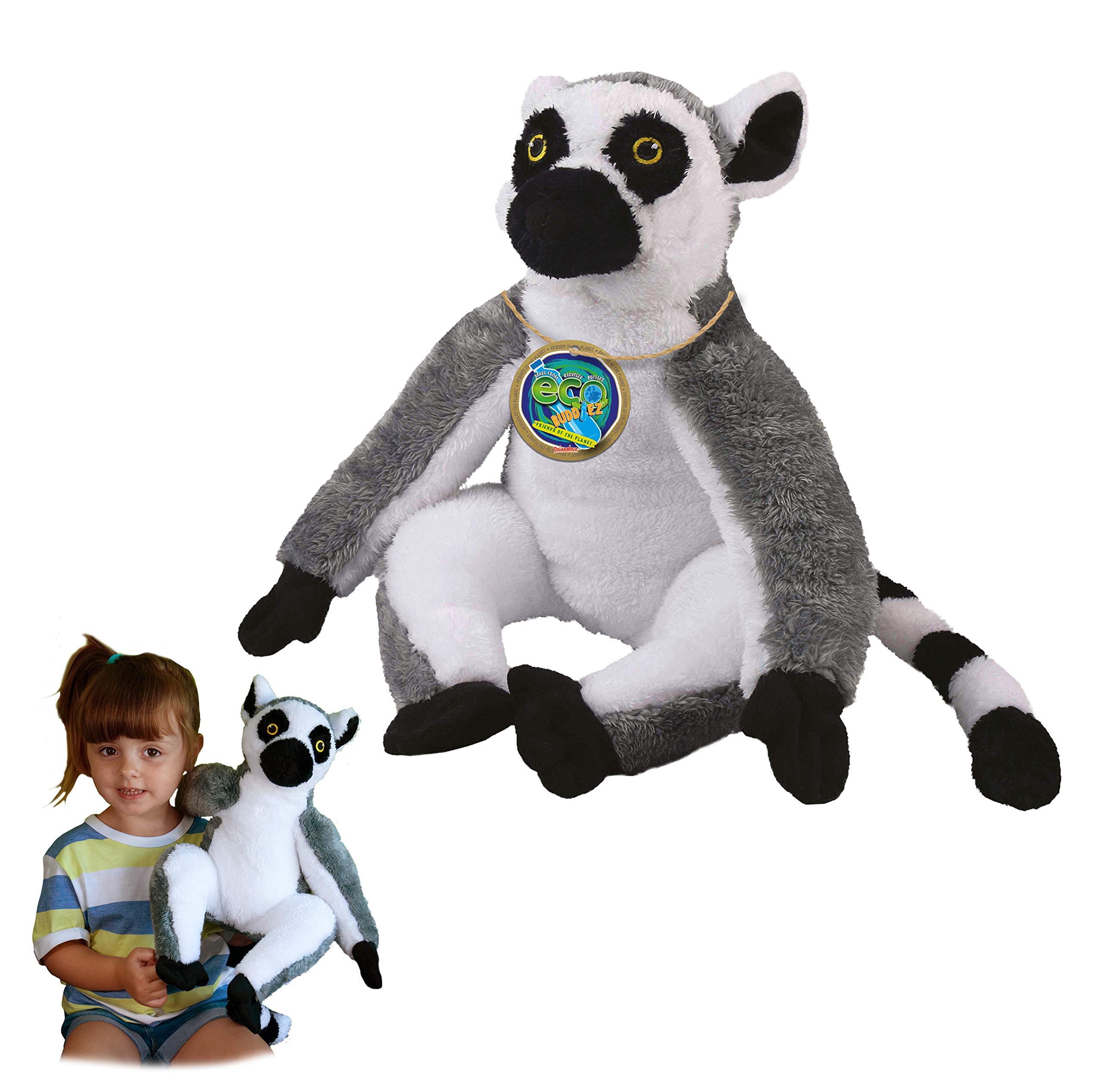 EcoBuddiez EcoBuddiez - Ring Tailed Lemur from Deluxebase. 12 Inch Ring Tailed Lemur Plush Toy. Eco Friendly Child Safe Lemur Stuffed Animal made from Recycled Plastic Bottles.