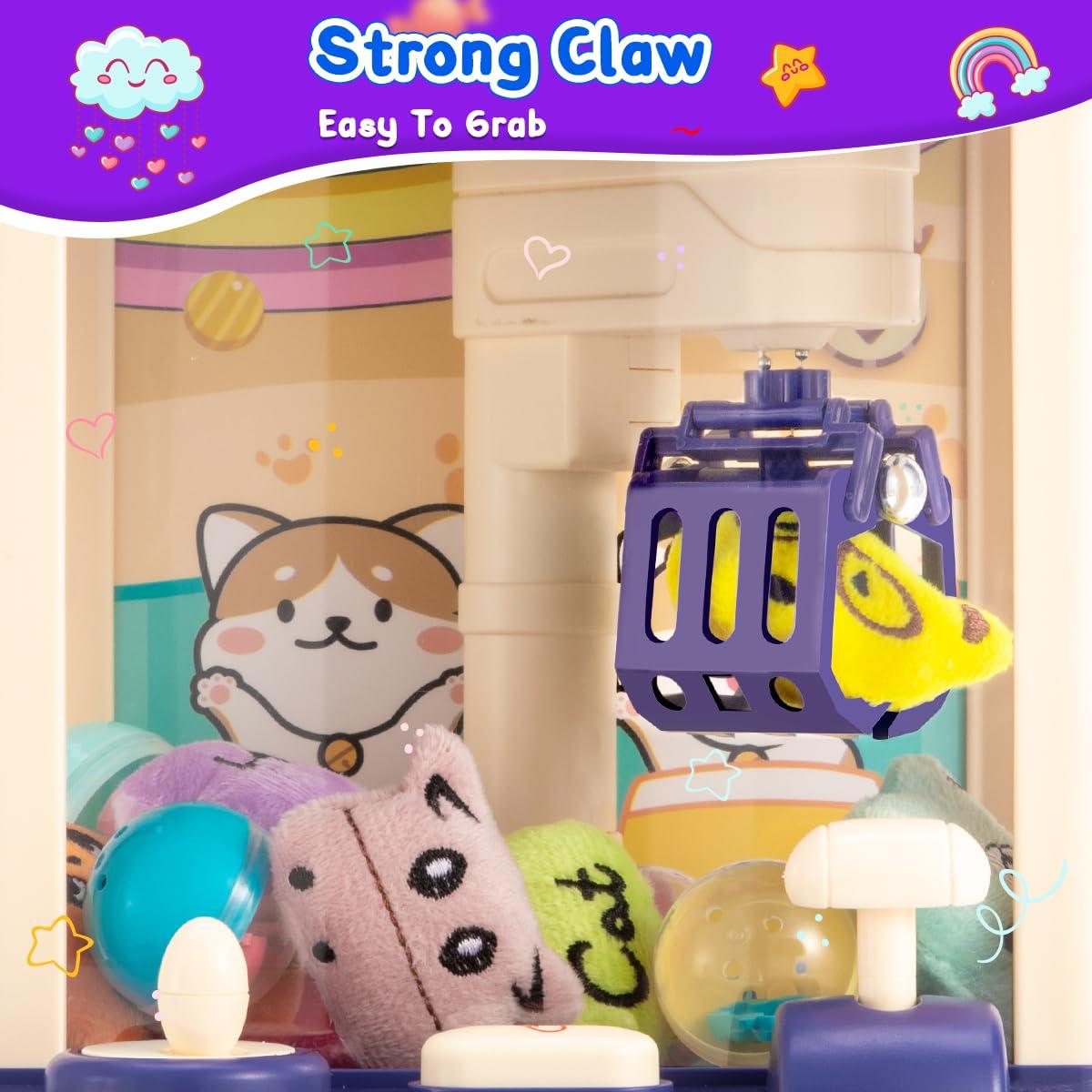 LOYO LOYO Claw Machine for Kids, Mini Vending Machine with 30Pcs Toys, Candy Dispenser Arcade Game for Kids 6 7 8 9 10 Birthday Gifts (Blue)