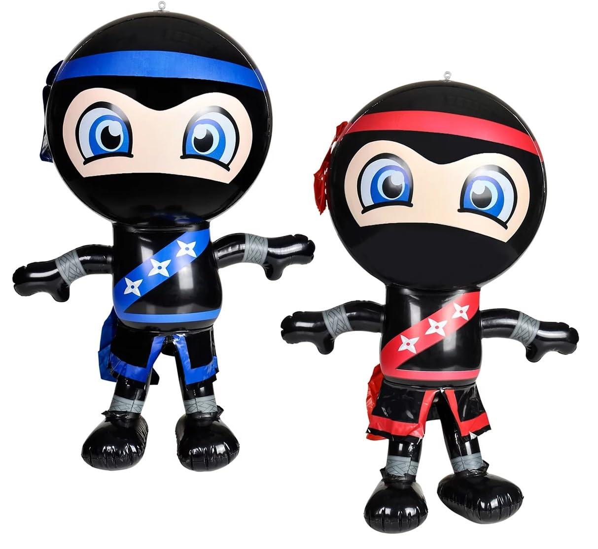 Zugar Land Zugar Land Inflatable NINJAS (22 Inch) Red and Blue Inflate Balloons for Birthday Martial Art Themed Party Decoration. With Hanging Tag. (One Pack - Random Color)