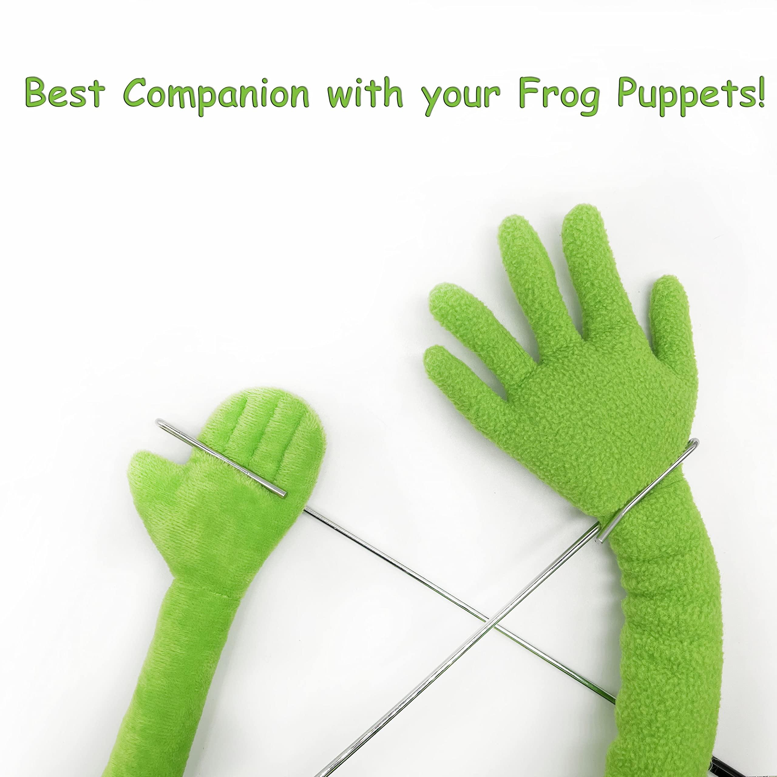 Lacroky Lacroky Kermit Frog Puppet with Puppets Control Rod & 50 Pcs Kermit The Frog Puppet Stickers, Hand Kermit Puppet Soft Stuffed Plush Toy for Boys & Girls - 24 Inches