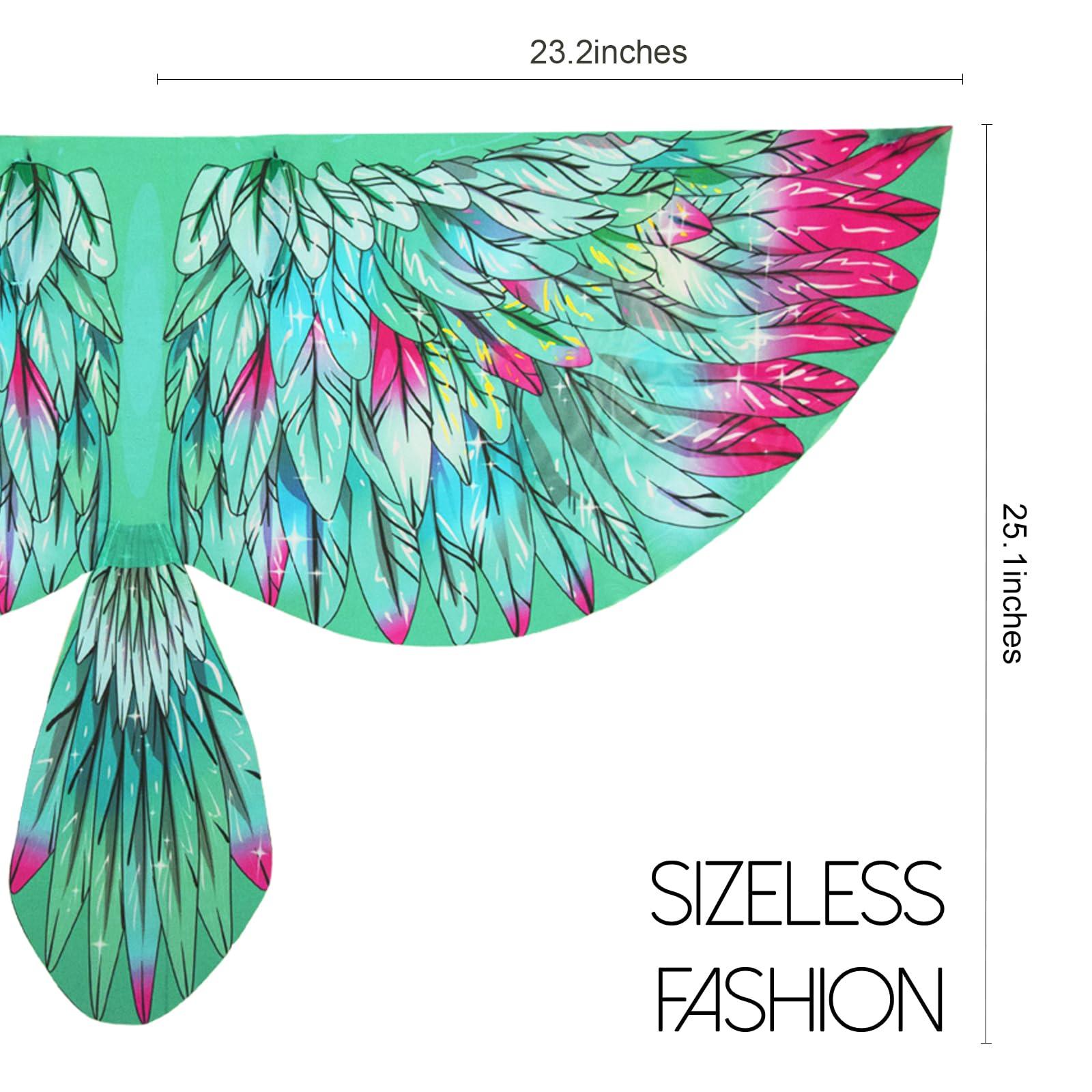 iROLEWIN iROLEWIN Bird-Wings-Costume for Kids and Headband, Eagle-Parrot Dress-up-Wings for Girls Boys Halloween-Party Favors (Green)