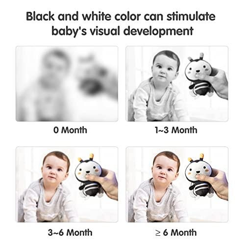 TUMAMA TUMAMA Black and White Baby Toys for 3 6 9 12 Months,Plush Hanging Rattles,Newborn Stroller Toys for Boys and Girls,4 Pack